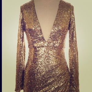 Gold sparkle mini dress